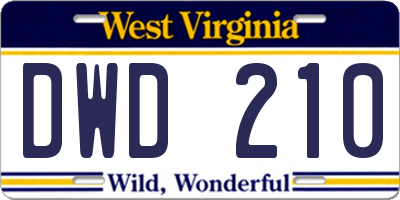 WV license plate DWD210