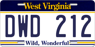 WV license plate DWD212