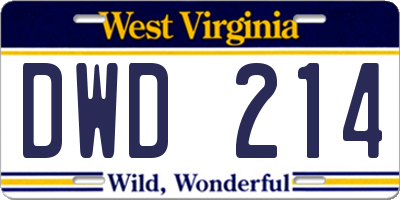 WV license plate DWD214