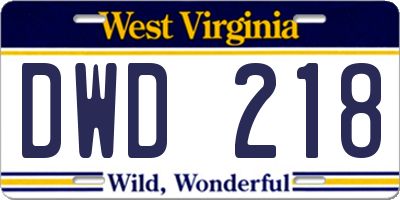 WV license plate DWD218