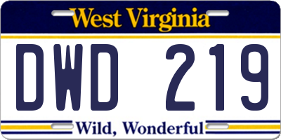 WV license plate DWD219