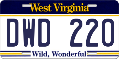 WV license plate DWD220