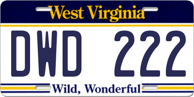 WV license plate DWD222