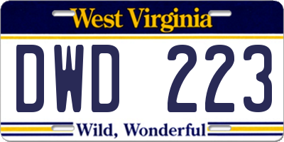 WV license plate DWD223