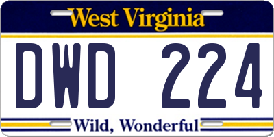 WV license plate DWD224