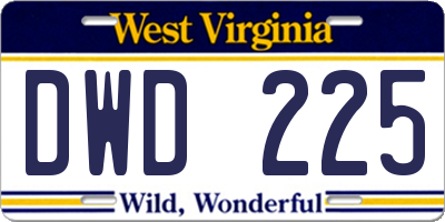WV license plate DWD225