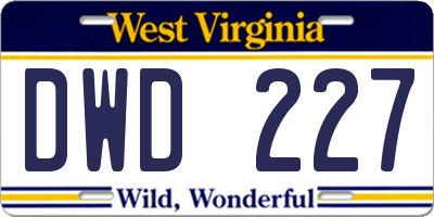 WV license plate DWD227