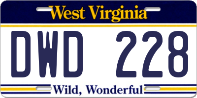 WV license plate DWD228