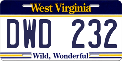 WV license plate DWD232
