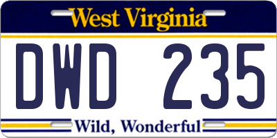 WV license plate DWD235