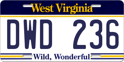WV license plate DWD236