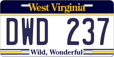 WV license plate DWD237