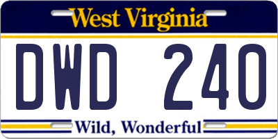 WV license plate DWD240