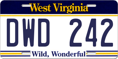 WV license plate DWD242