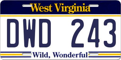 WV license plate DWD243