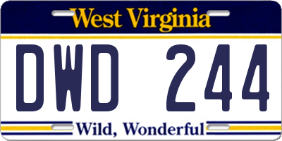 WV license plate DWD244