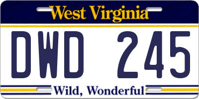 WV license plate DWD245