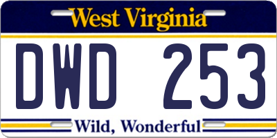 WV license plate DWD253