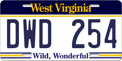 WV license plate DWD254