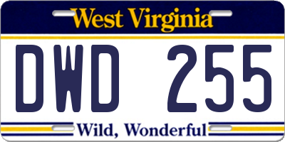 WV license plate DWD255