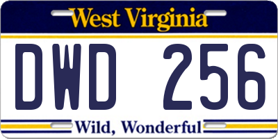 WV license plate DWD256