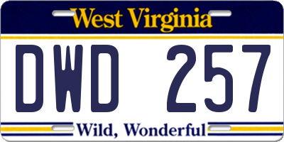 WV license plate DWD257
