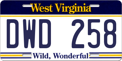 WV license plate DWD258