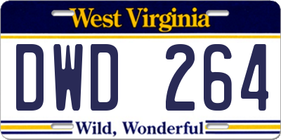WV license plate DWD264