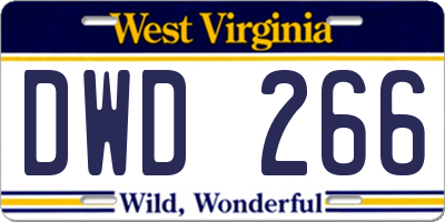 WV license plate DWD266