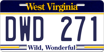WV license plate DWD271