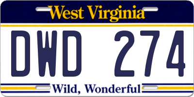 WV license plate DWD274