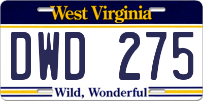 WV license plate DWD275