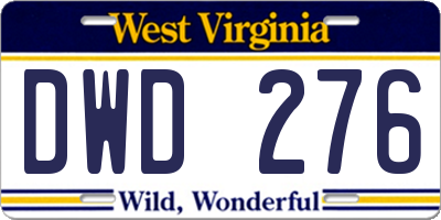 WV license plate DWD276