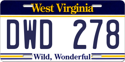 WV license plate DWD278