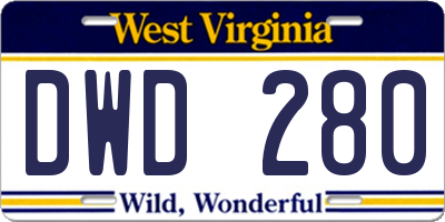 WV license plate DWD280