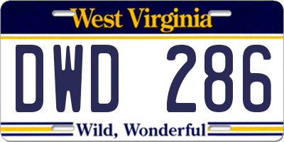 WV license plate DWD286
