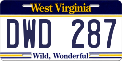 WV license plate DWD287