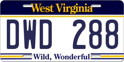 WV license plate DWD288