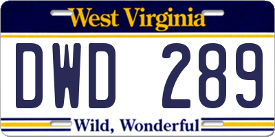 WV license plate DWD289