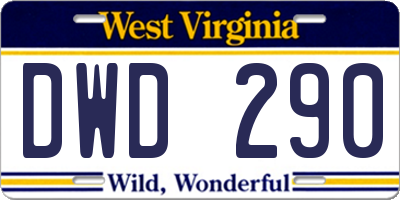 WV license plate DWD290