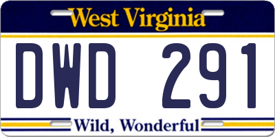 WV license plate DWD291