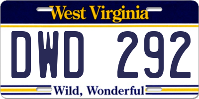WV license plate DWD292