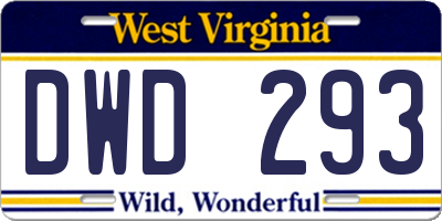 WV license plate DWD293