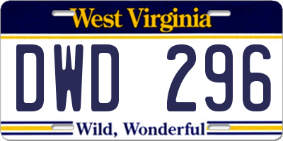 WV license plate DWD296