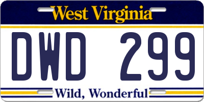 WV license plate DWD299