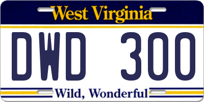 WV license plate DWD300