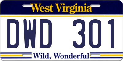 WV license plate DWD301