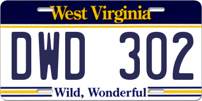 WV license plate DWD302