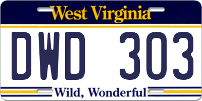 WV license plate DWD303