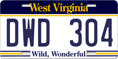 WV license plate DWD304